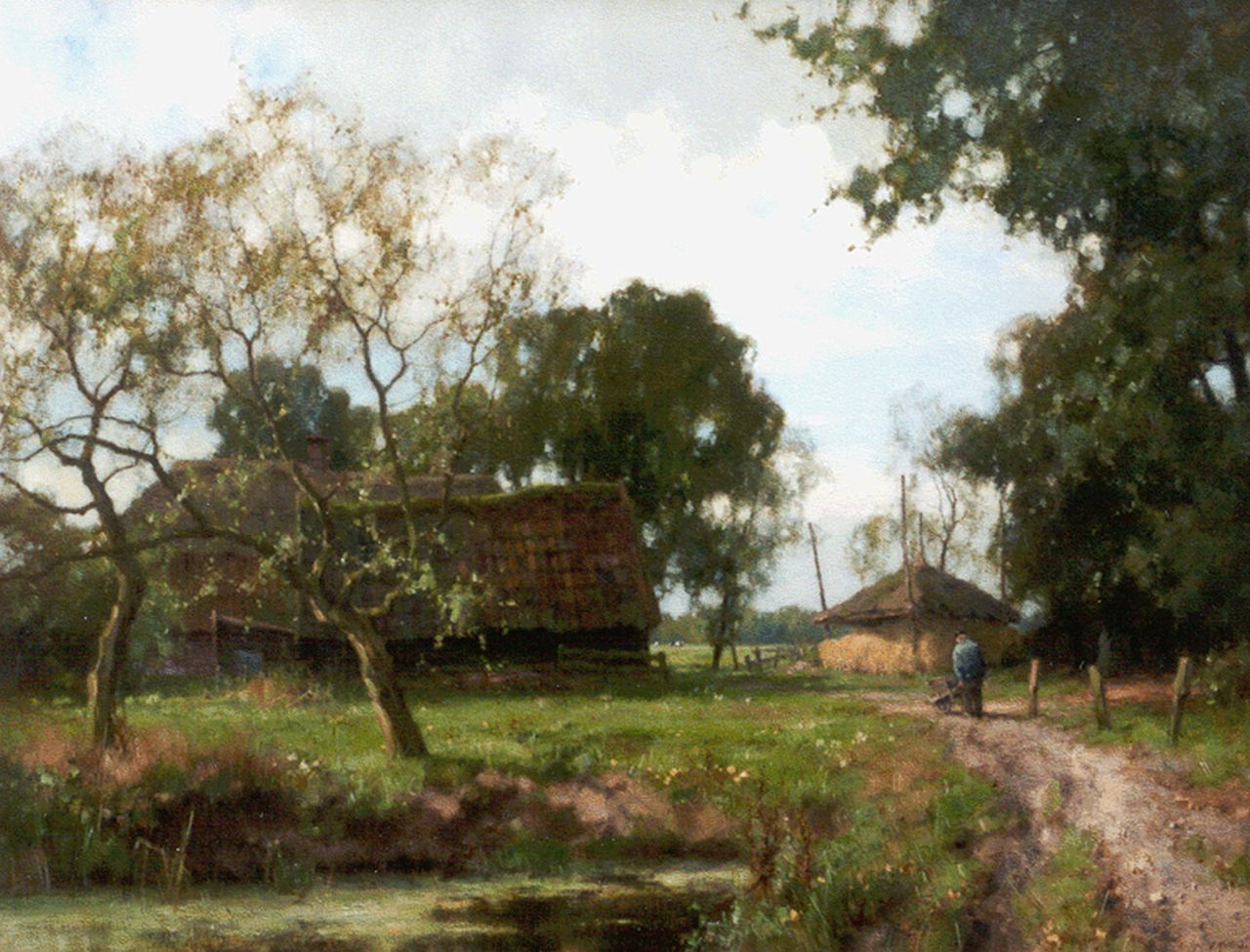 Holtrup J.  | Jan Holtrup, A farm in a wooded landscape, oil on canvas 70.2 x 90.2 cm, signed l.r.