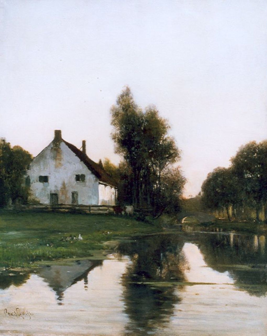 Apol L.F.H.  | Lodewijk Franciscus Hendrik 'Louis' Apol, A farm along a canal in spring, oil on canvas 39.9 x 32.5 cm, signed l.l.
