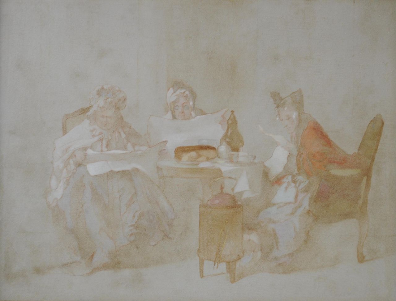Bakker Korff A.H.  | Alexander Hugo Bakker Korff, La politique au déjeuner (preliminary study), oil sketch on panel 21.7 x 27.4 cm, painted circa 1867