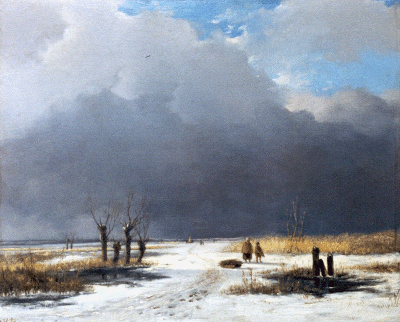 Schneiders van Greyffenswerth B.C.  | Bonifacius Cornelis Schneiders van Greyffenswerth, Figures in a winter landscape, oil on panel 26.3 x 31.8 cm, signed l.l. with initials and dated 1834