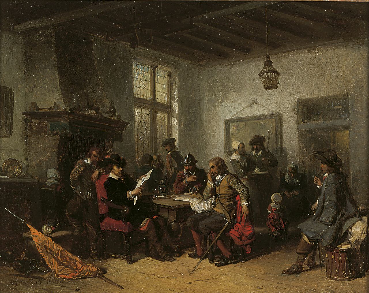 Kate H.F.C. ten | 'Herman' Frederik Carel ten Kate, A tavern, oil on panel 20.5 x 26.1 cm, signed l.l. and dated 1850