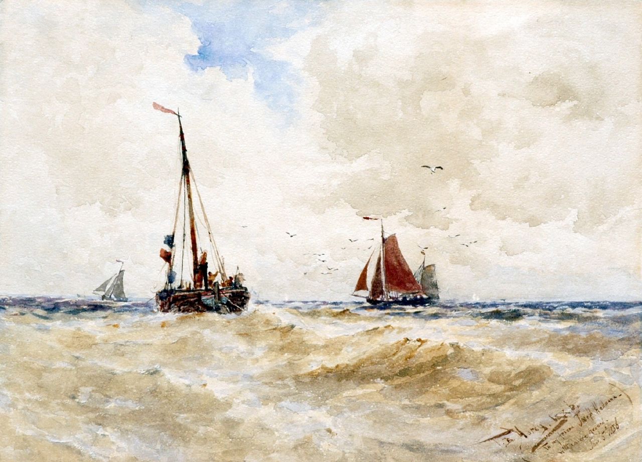 Hardy T.B.  | Thomas Bush Hardy, Shipping at sea, watercolour on paper 22.5 x 31.2 cm, signed l.r. and executed on June 5th 1886