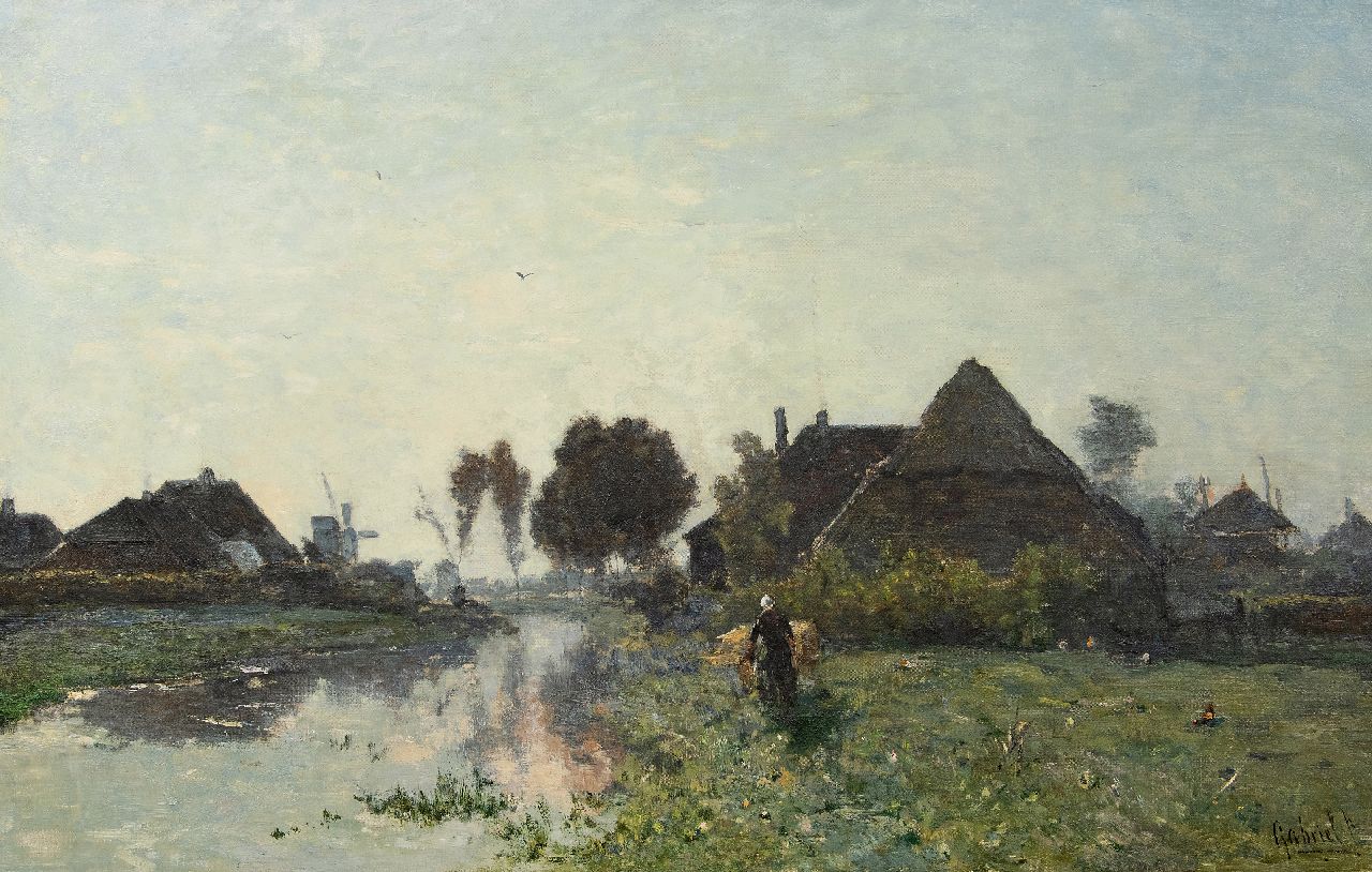 Gabriel P.J.C.  | Paul Joseph Constantin 'Constan(t)' Gabriel | Paintings offered for sale | Early morning near Veenendaal, oil on canvas 66.0 x 101.5 cm, signed l.r. and painted ca. 1870