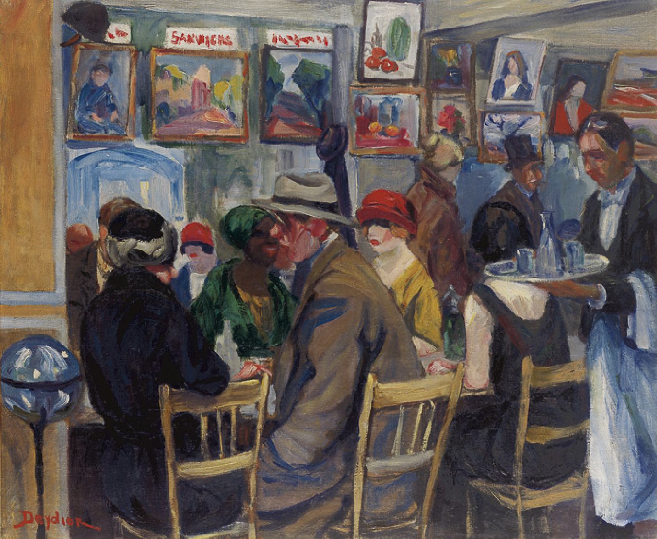 Deydier R.  | René Deydier, A French pub, oil on canvas 53.9 x 65.1 cm, signed l.l.