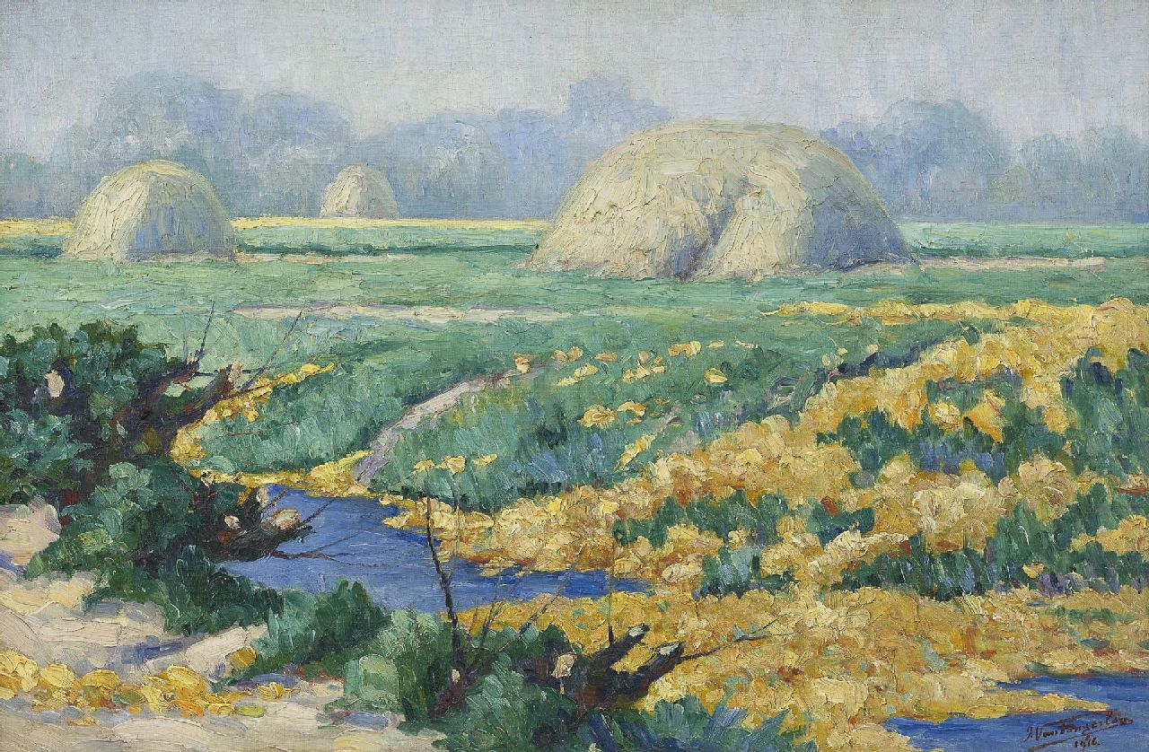 Tongerloo F. van | Frans van Tongerloo | Paintings offered for sale | Bulb fields near canal, oil on canvas 40.5 x 60.5 cm, signed l.r. and dated  1916