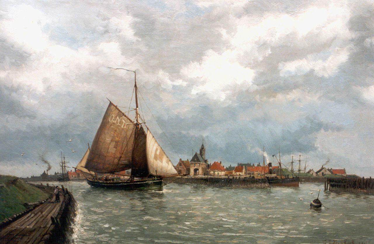 Koekkoek G.J.  | Gerardus Johannes 'Gerard' Koekkoek, A view of the Harlingen harbour, oil on canvas 40.0 x 60.2 cm, signed l.r.