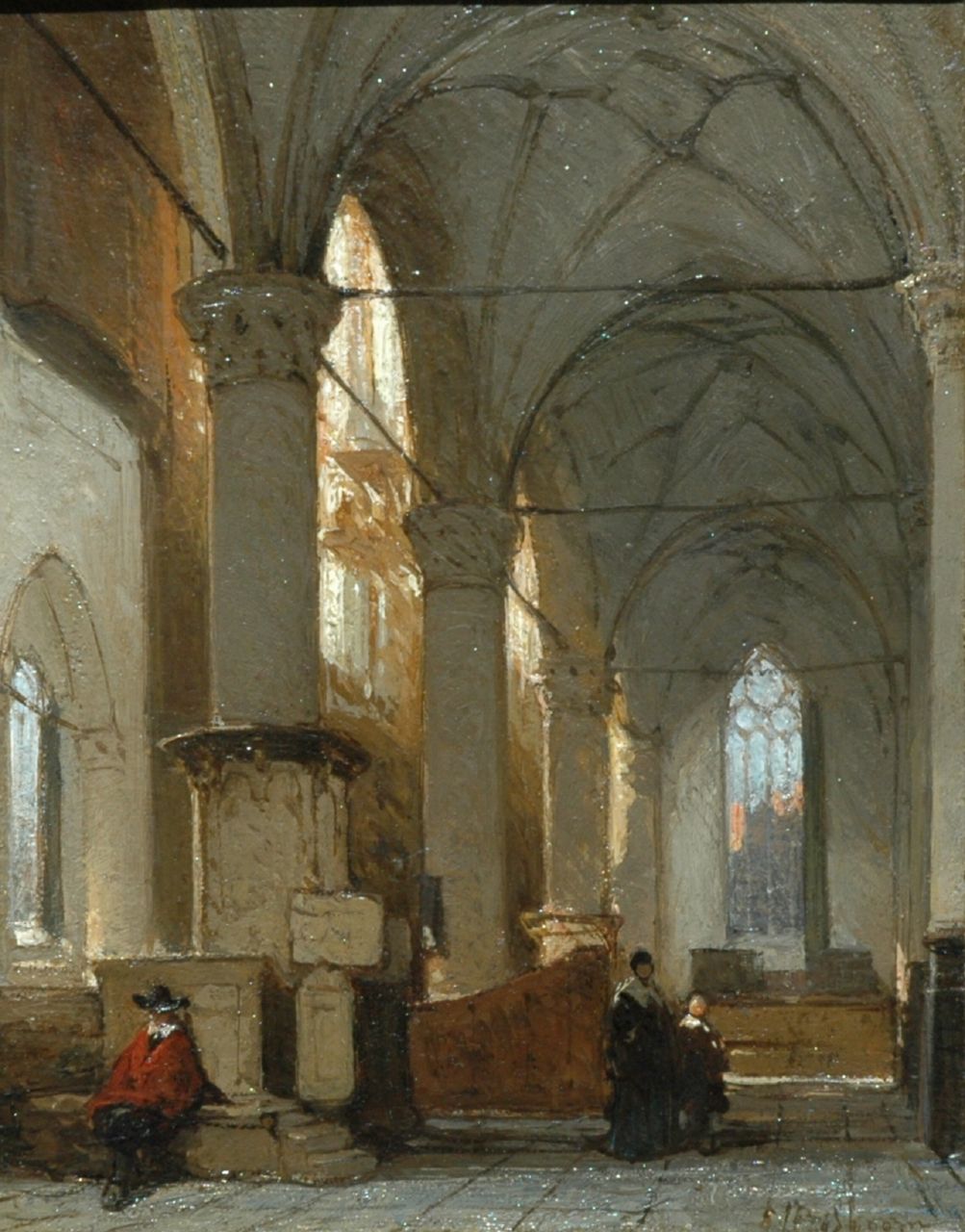 Bosboom J.  | Johannes Bosboom, Interior of the Grote Kerk, Alkmaar, oil on panel 19.1 x 14.9 cm, signed l.r.