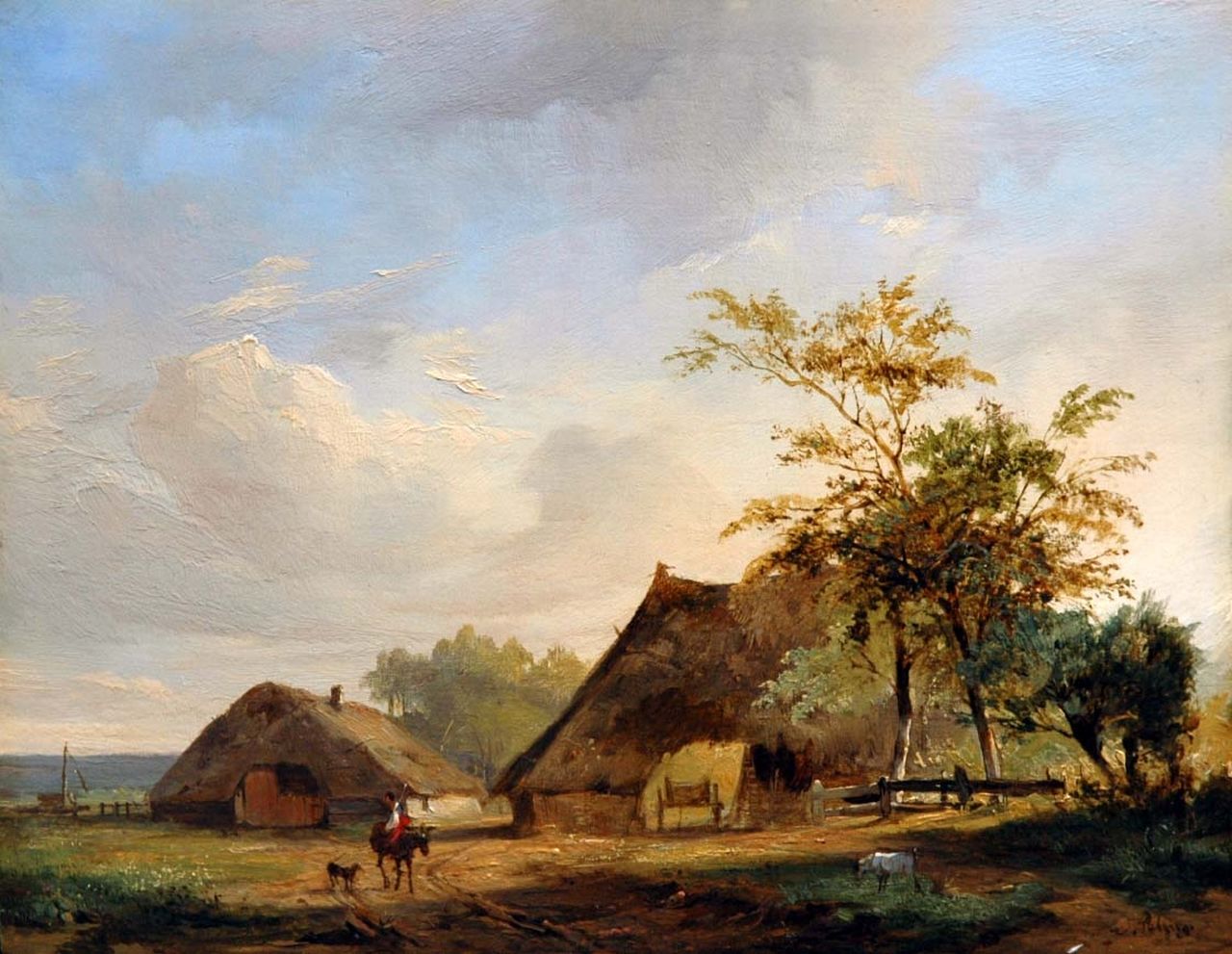 Pelgrom J.  | Jacobus Pelgrom, A farmstead, oil on panel 19.9 x 25.4 cm, signed l.r.