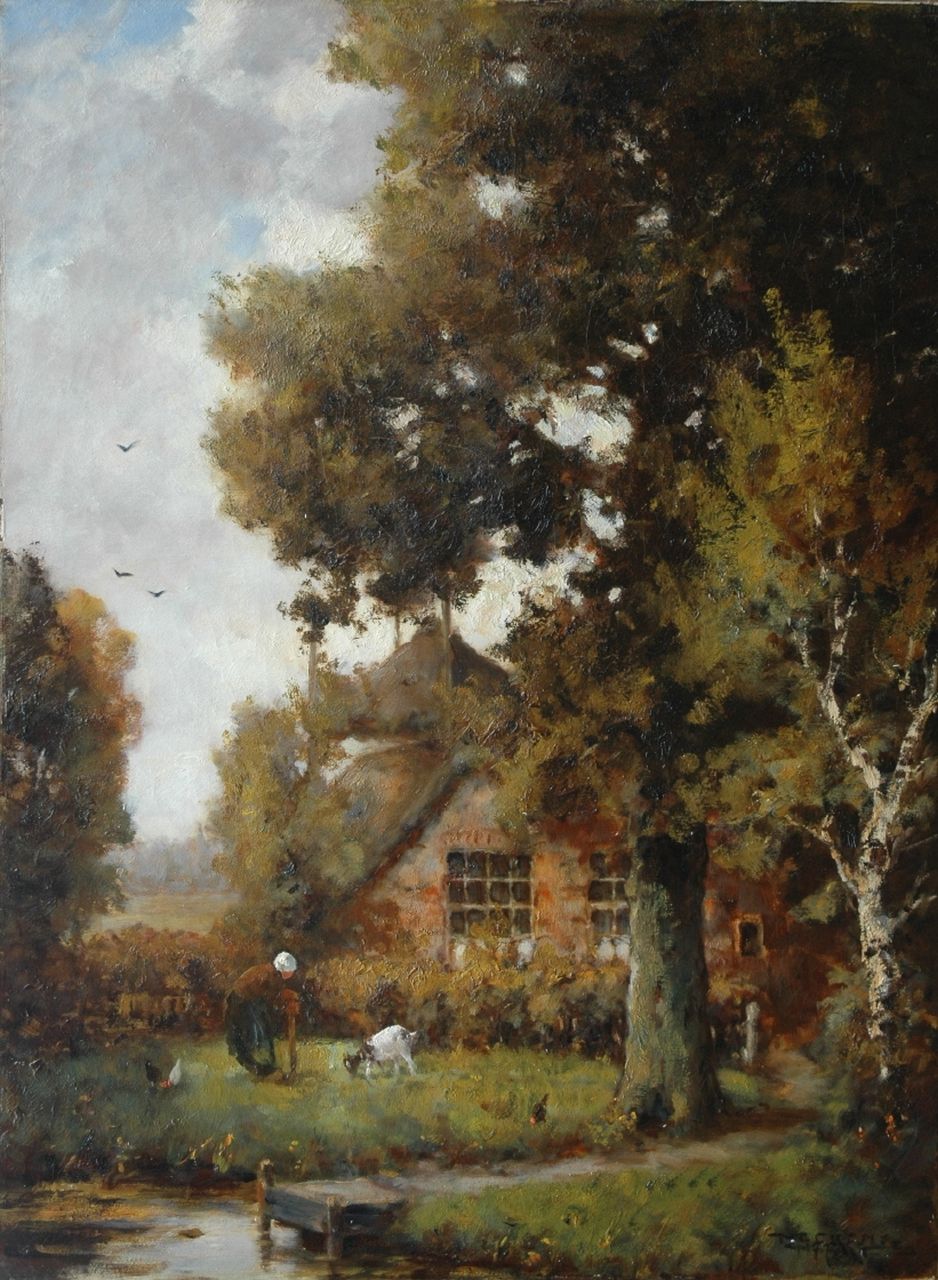 Nefkens M.J.  | Martinus Jacobus Nefkens, A farmer's wife with a goat, oil on canvas 81.2 x 60.7 cm, signed l.r.