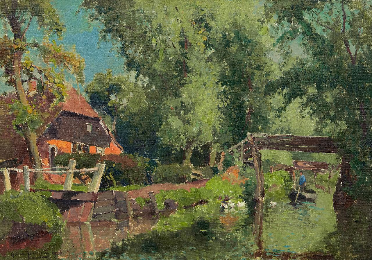 Schagen G.F. van | Gerbrand Frederik van Schagen | Paintings offered for sale | A canal in Giethoorn, oil on canvas 37.6 x 53.6 cm, signed l.l. and painted 1926