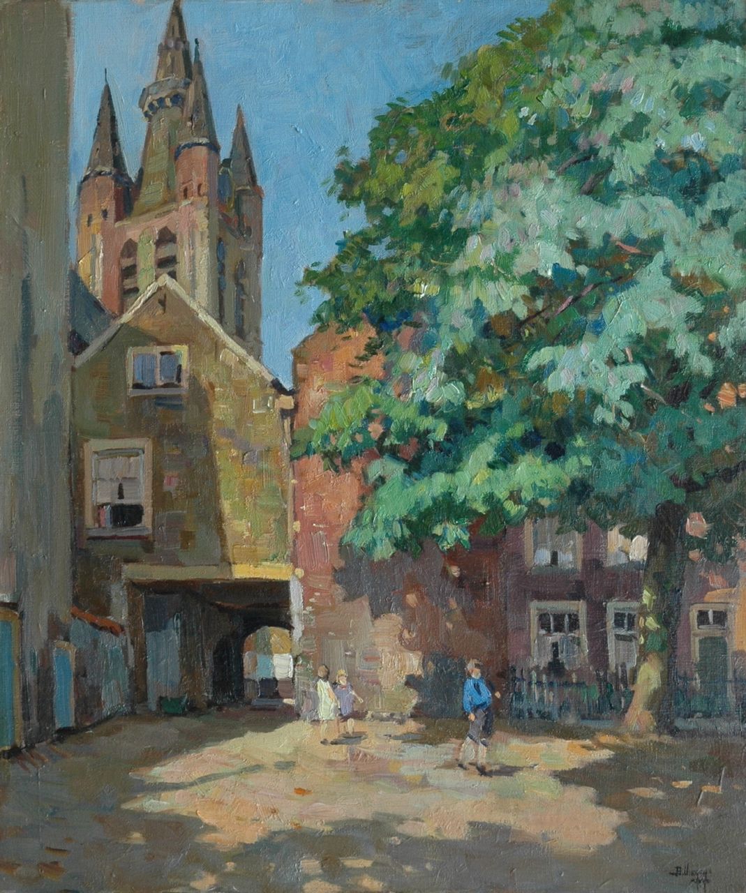 Viegers B.P.  | Bernardus Petrus 'Ben' Viegers, At the Prinsenhof in Delft, oil on canvas 60.5 x 51.0 cm, signed l.r.