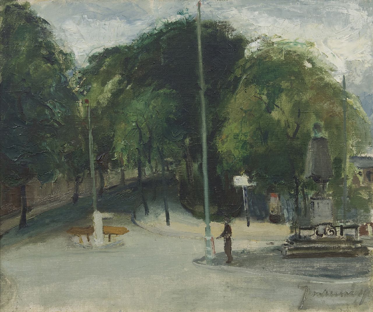 Nanninga J.  | Jacob 'Jaap' Nanninga | Paintings offered for sale | A view from the Plaats, The Hague, oil on canvas 50.5 x 60.5 cm, signed l.r. and painted ca. 1939-1945