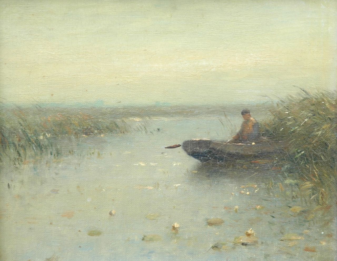 Knikker A.  | Aris Knikker, A fisherman, oil on canvas 24.5 x 30.3 cm, signed l.l.