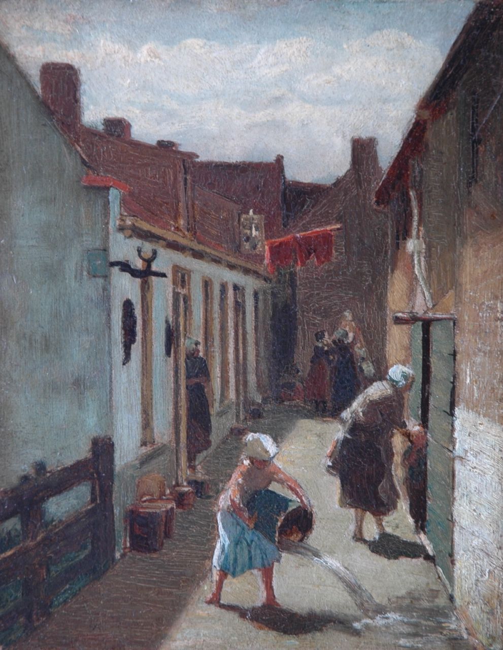 Fridolin Becker | A street in Katwijk, oil on panel, 19.0 x 14.8 cm