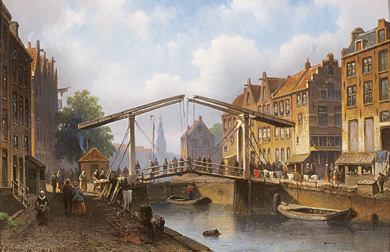 Hilverdink E.A.  | Eduard Alexander Hilverdink, A townscape, oil on panel 24.1 x 36.1 cm, signed l.l. and dated 1862