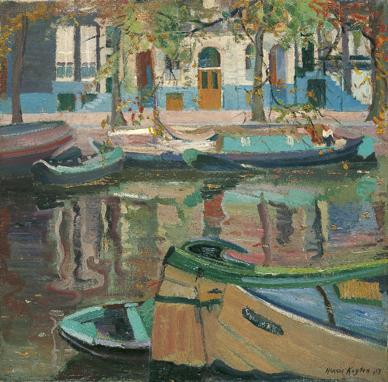 Kuijten H.J.  | Henricus Johannes 'Harrie' Kuijten, A view of the Keizersgracht, Amsterdam, oil on canvas 64.5 x 65.5 cm, signed l.r. and dated '17