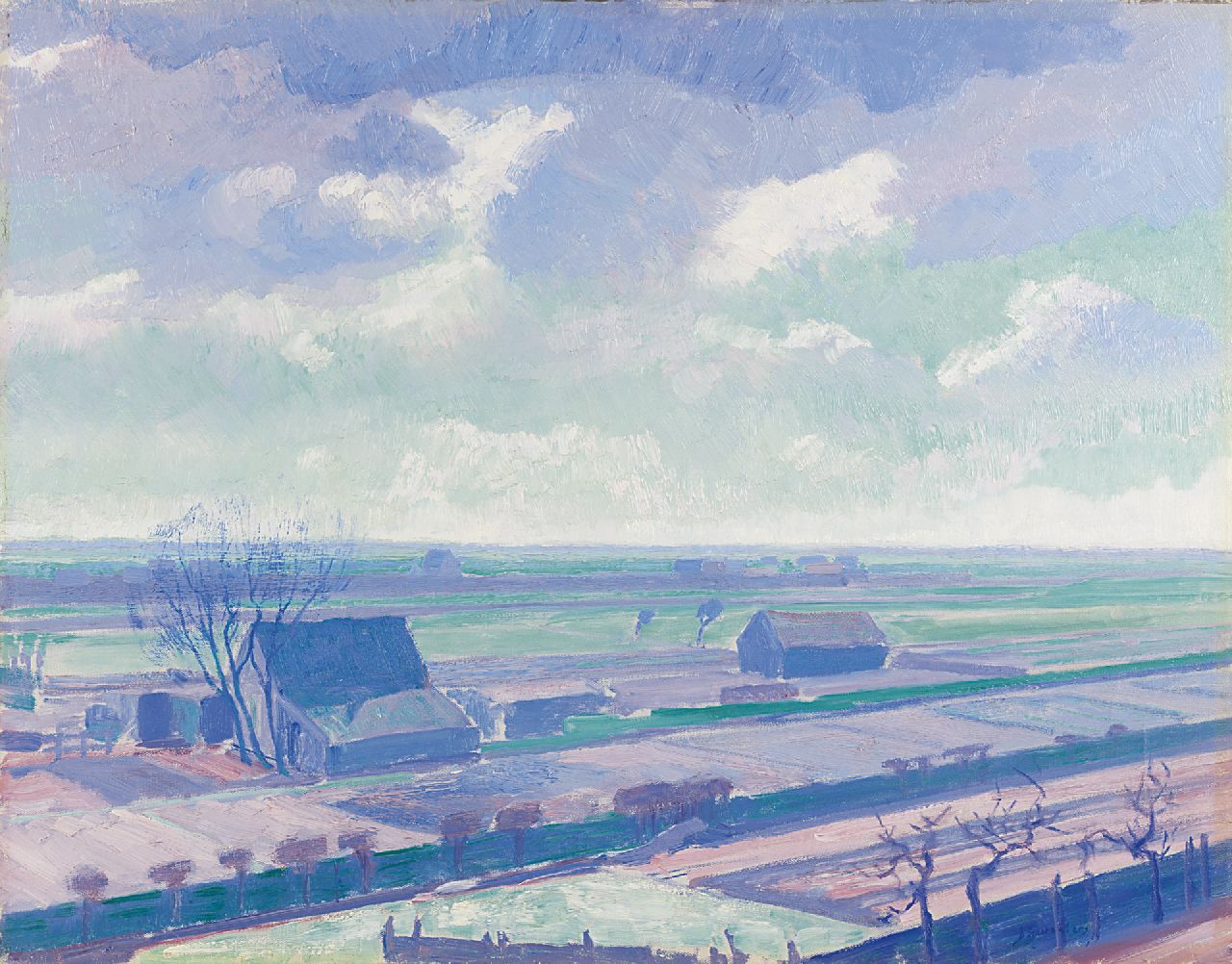 Smorenberg D.  | Dirk Smorenberg, Farms near Loosdrecht, oil on canvas 54.3 x 69.3 cm, signed l.r. and dated '14