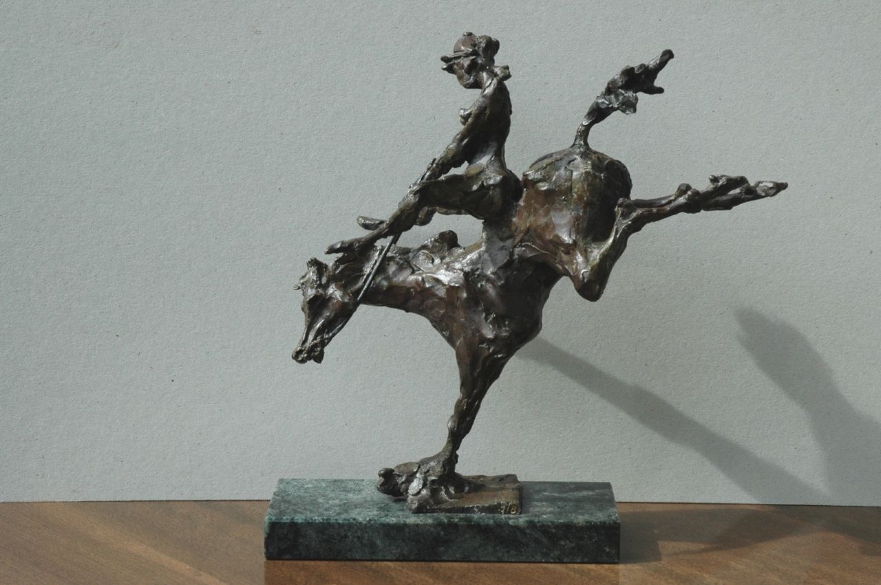 Dyck F. van | Freddy van Dyck, Een wilde rit, bronze 35.5 x 33.0 cm, gesigneerd op bronzen basis