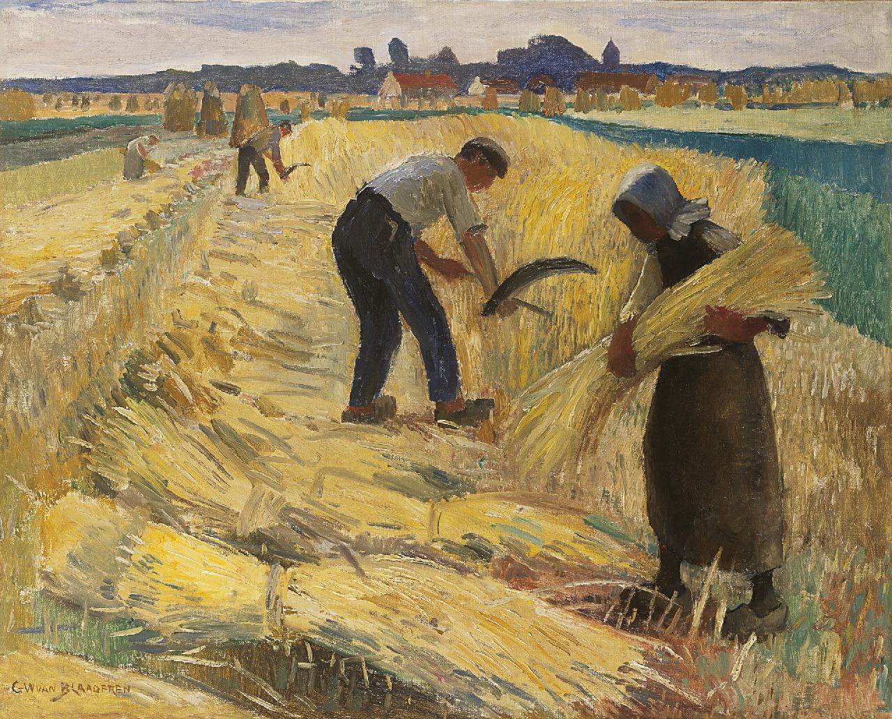 Blaaderen G.W. van | Gerrit Willem van Blaaderen, The harvest, oil on canvas 65.0 x 80.5 cm, signed l.l.