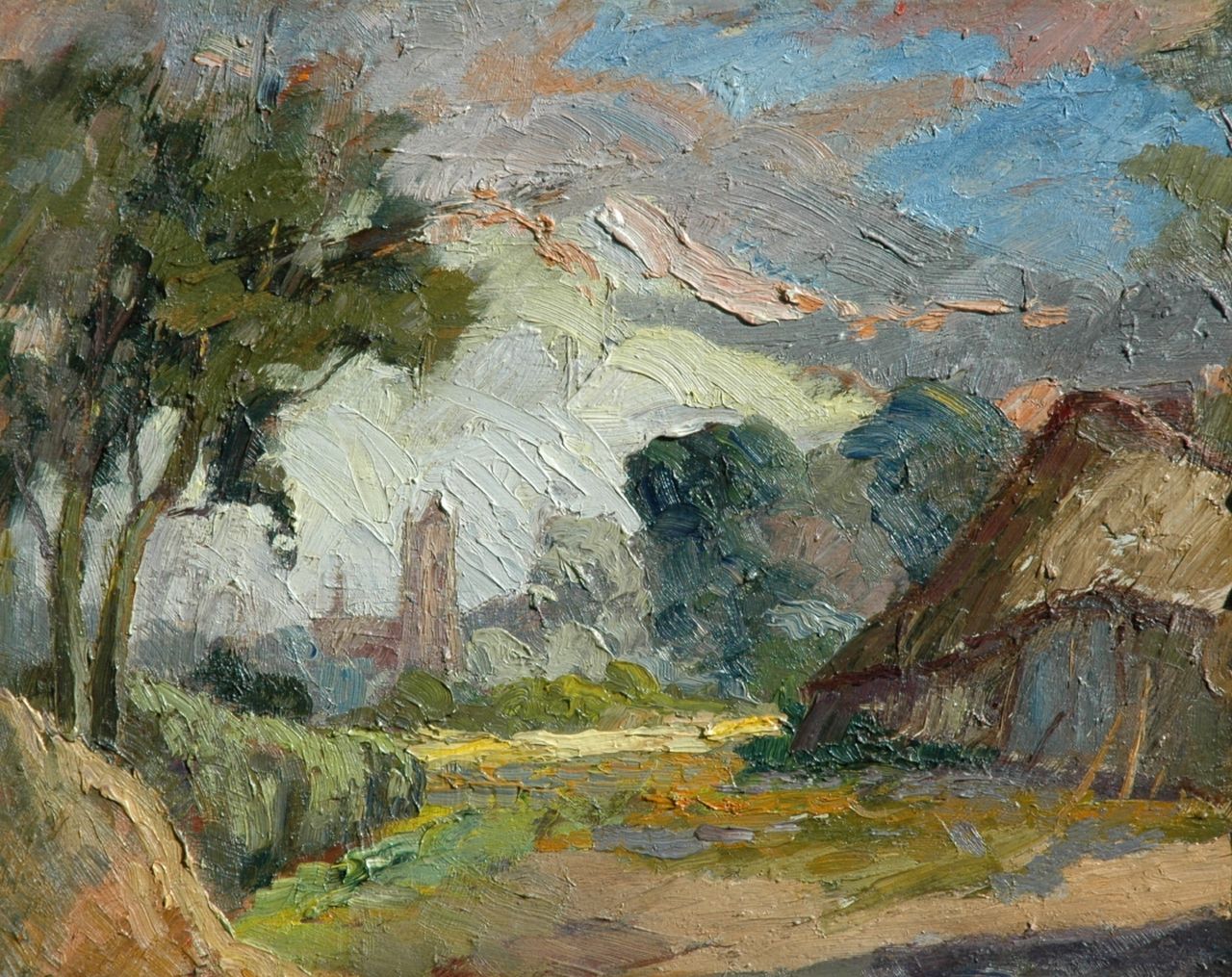 Kruysen J.  | Johannes 'Jan' Kruysen, Landscape near Oirschot, oil on painter's board 40.0 x 49.8 cm
