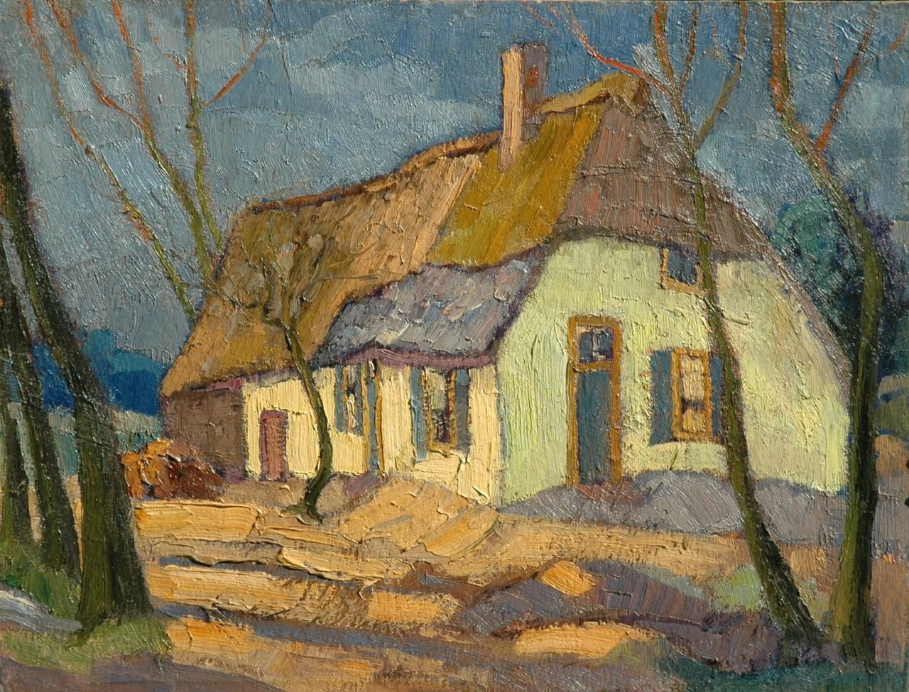 Kruysen J.  | Johannes 'Jan' Kruysen, A farm in a landscape, Brabant, oil on painter's board 35.1 x 45.8 cm