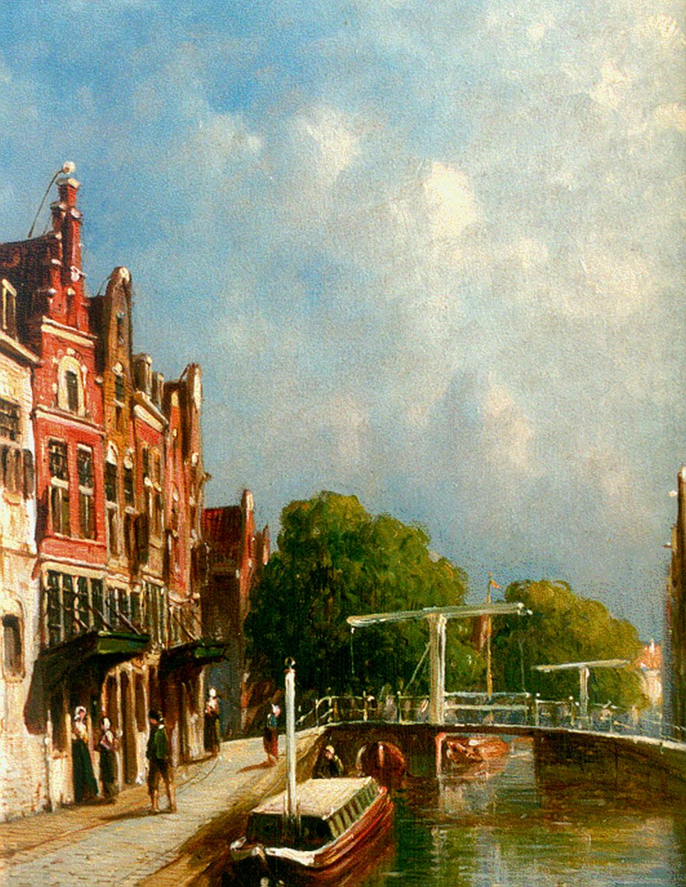 Vertin P.G.  | Petrus Gerardus Vertin, A Dutch town in summer, oil on panel 20.3 x 15.7 cm, signed l.r.