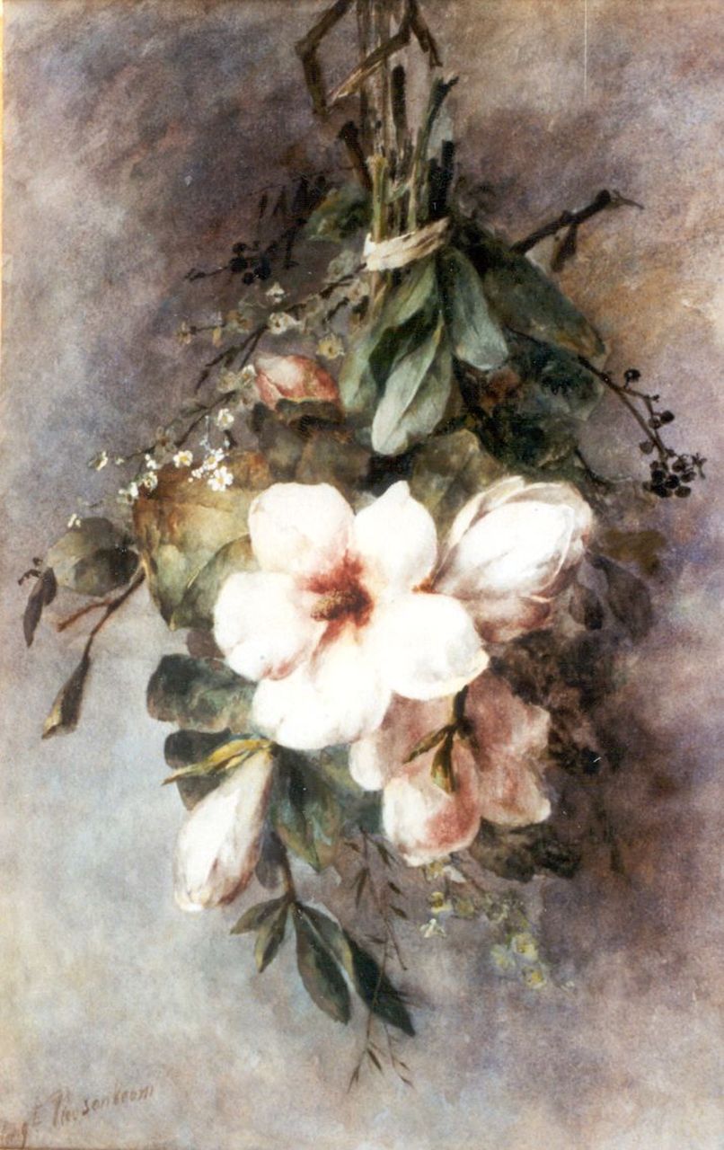 Roosenboom M.C.J.W.H.  | 'Margaretha' Cornelia Johanna Wilhelmina Henriëtta Roosenboom, Magnolias, watercolour on paper 65.0 x 41.9 cm, signed l.l.