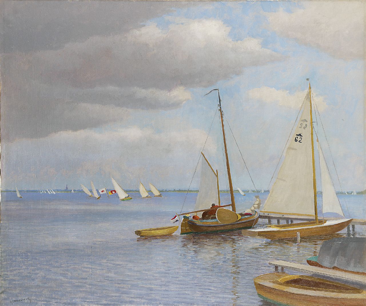Smorenberg D.  | Dirk Smorenberg, Sailing boats on the Loosdrechtse Plassen, oil on canvas 73.0 x 87.2 cm, signed l.l.