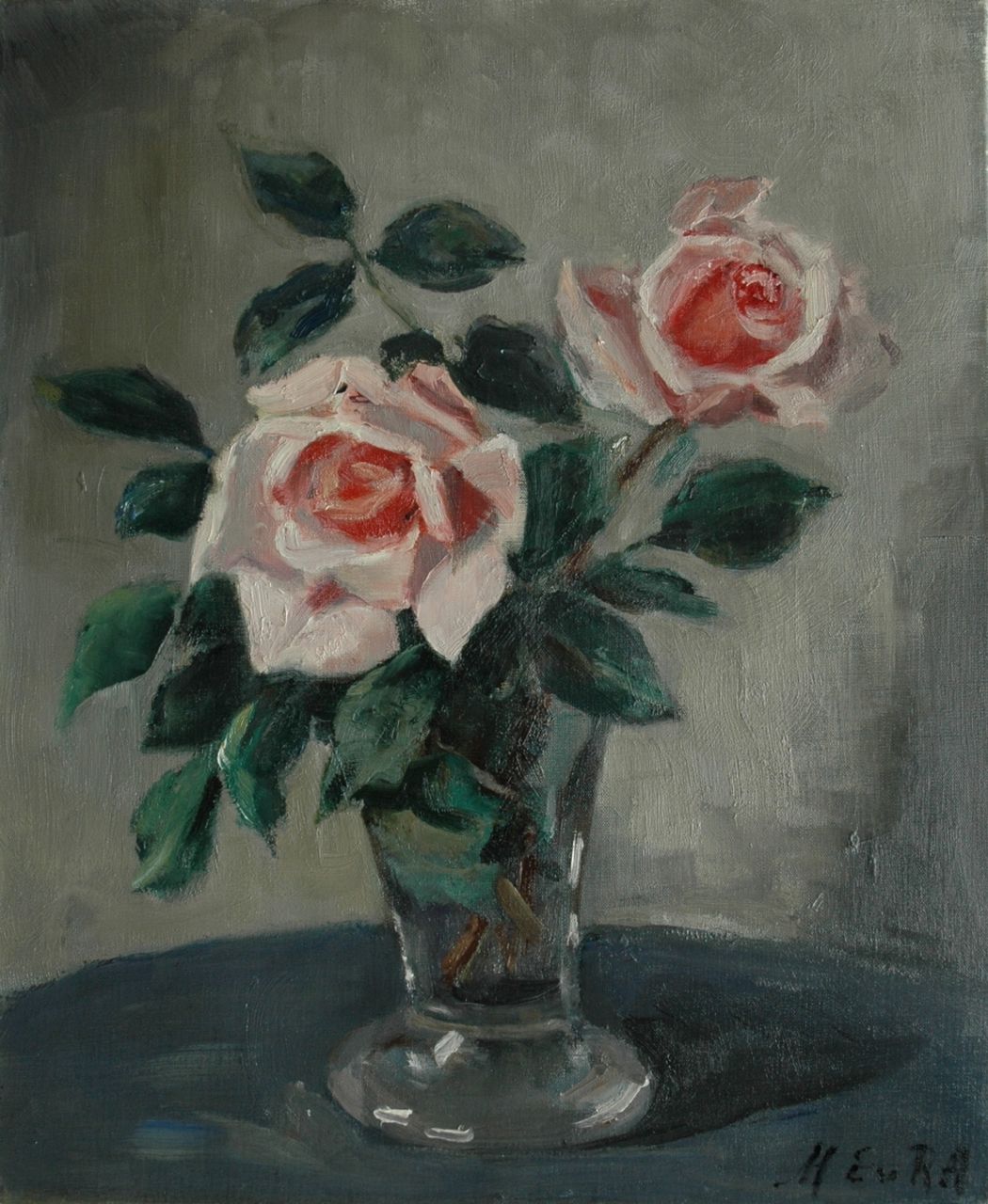 Regteren Altena M.E. van | 'Marie' Engelina van Regteren Altena, Roses, oil on canvas 46.2 x 38.2 cm, signed l.r. with initials