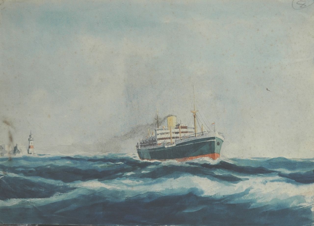 Back R.T.  | Robert Trenaman Back, The steamer Moreton Bay off the coast, watercolour on paper 21.3 x 29.7 cm, signed reverse