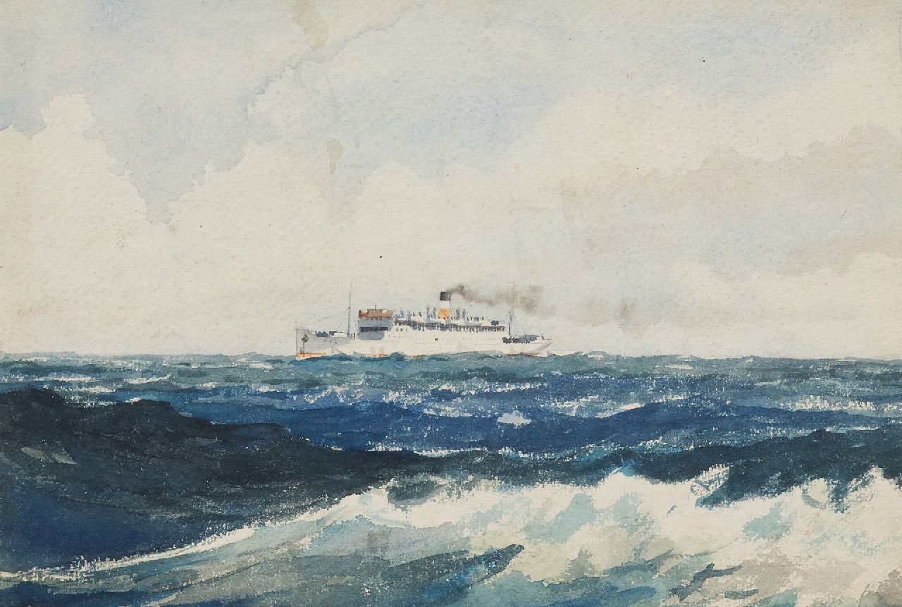 Back R.T.  | Robert Trenaman Back | Watercolours and drawings offered for sale | The steamer Lord Nelson at open sea, watercolour on paper 24.4 x 35.6 cm, signed l.r. and dated 1939