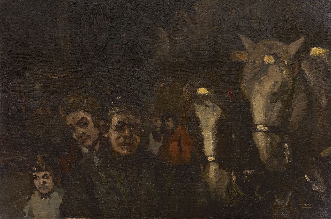 Noltee B.C.  | Bernardus Cornelis 'Cor' Noltee | Paintings offered for sale | Figures and coach horses by night, oil on canvas 60.7 x 90.7 cm, signed l.r.