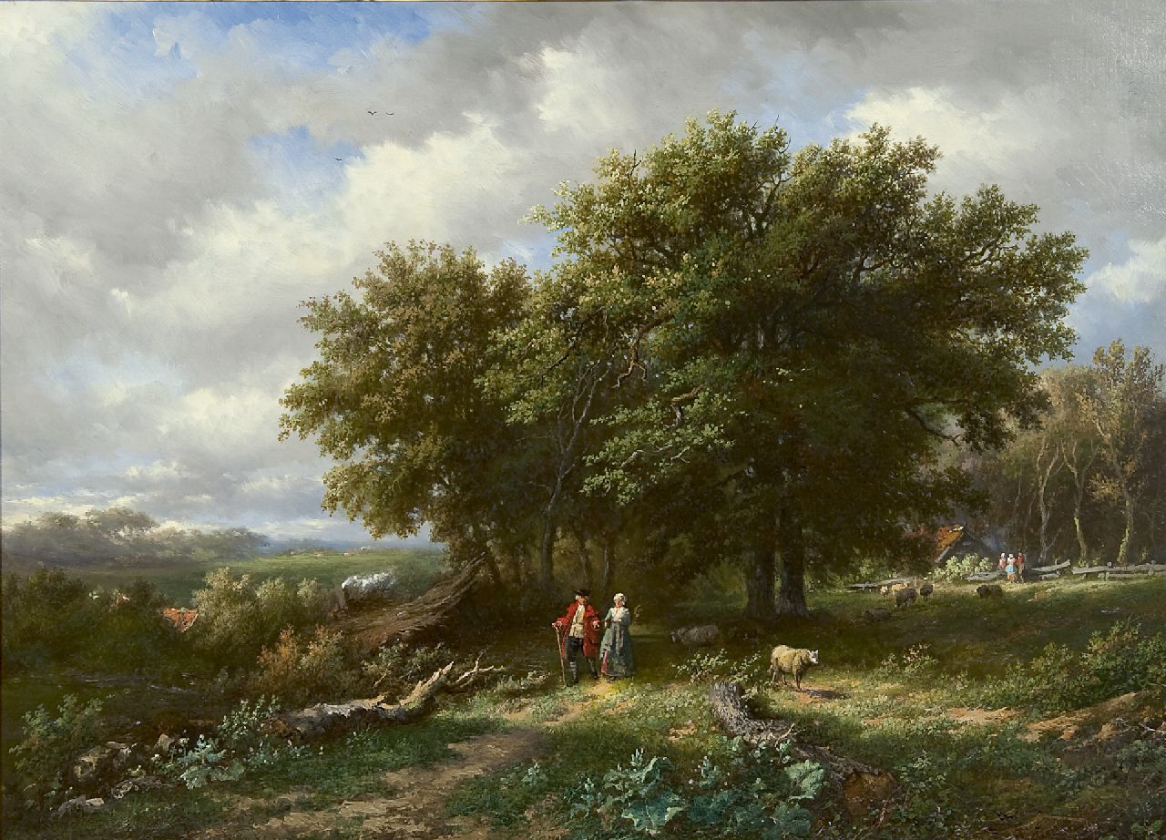 Bodeman W.  | Willem Bodeman, A romantic stroll, oil on canvas 55.0 x 75.5 cm, signed l.r.
