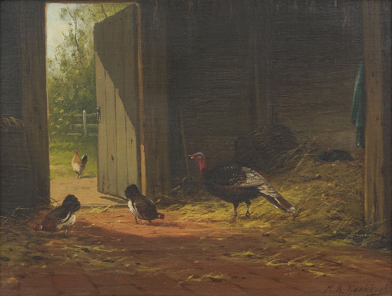 Marinus Adrianus Koekkoek II | In the barn, oil on canvas, 27.3 x 35.5 cm, signed l.r.