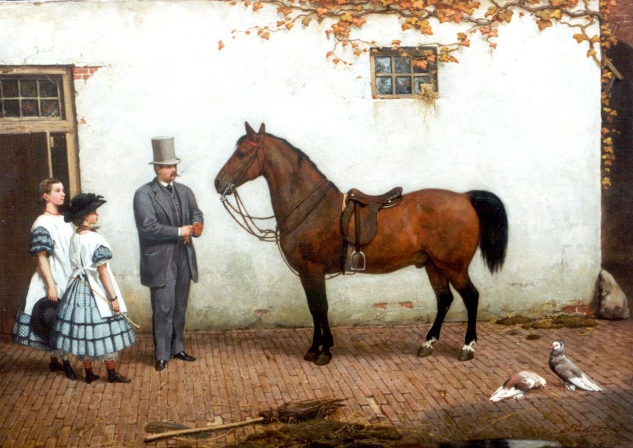 Famars Testas W. de | Willem de Famars Testas, Preparing for a ride, oil on canvas 50.1 x 69.8 cm, signed l.r. and dated 1863