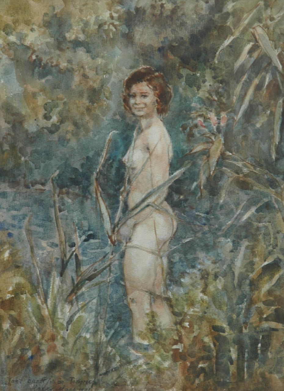 Maas H.F.H.  | Henri Frans Hubert 'Harry' Maas, Bathing Joke, watercolour on paper 54.0 x 39.5 cm, signed l.l. and dated 1971
