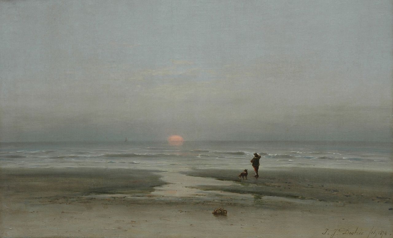Destrée J.J.  | Johannes Josephus Destrée, Sunset at the beach, oil on canvas 50.5 x 80.9 cm, signed l.r. and dated 1878