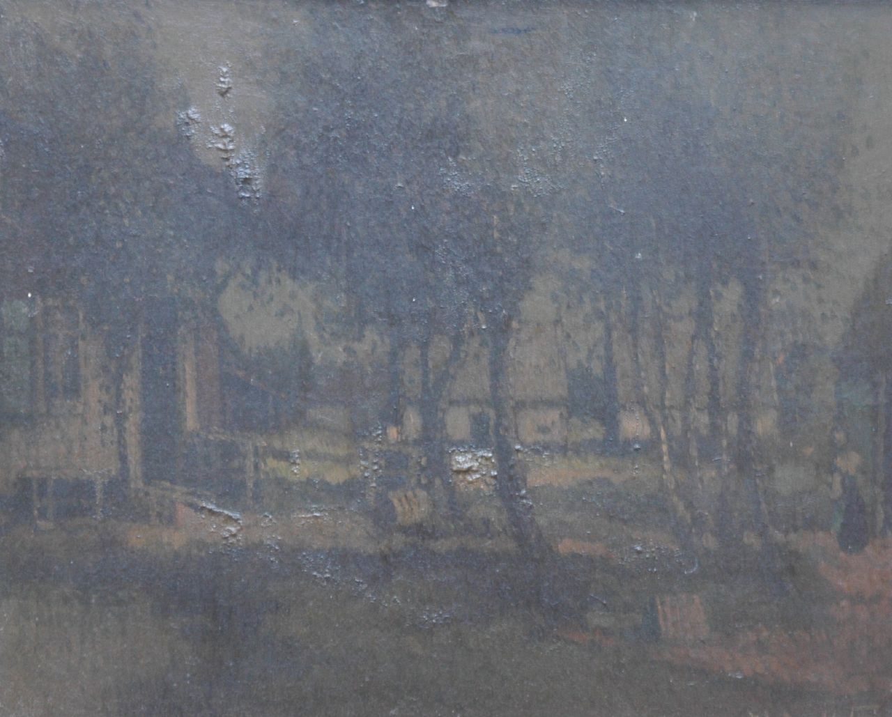 Daalhoff H.A. van | Hermanus Antonius 'Henri' van Daalhoff, Farmhouses near the water, oil on panel 37.0 x 46.0 cm, signed l.r.