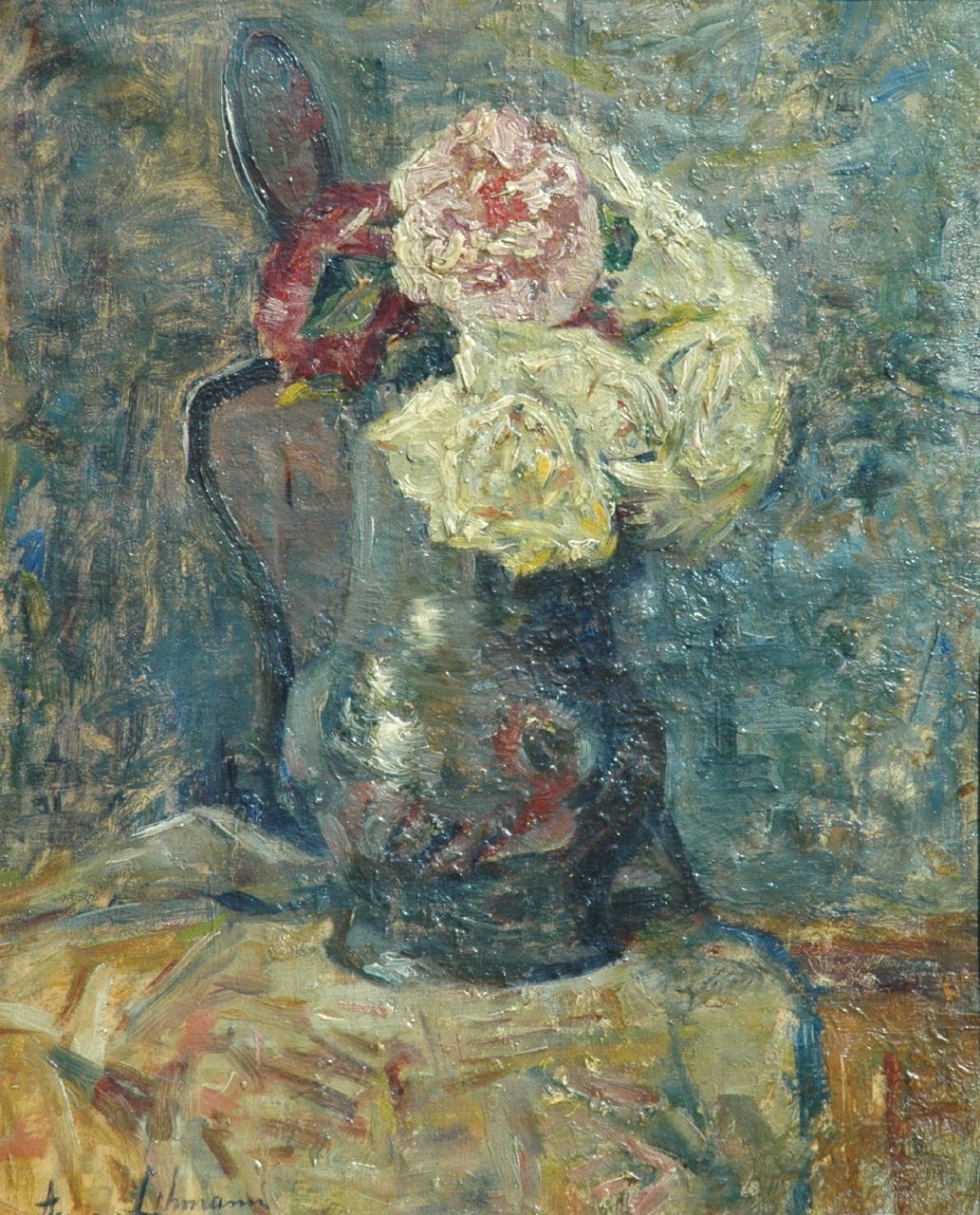 Lehmann A.E.F.  | 'Anna' Elisabeth Frederika Lehmann, A still life with roses, oil on canvas 39.5 x 32.7 cm, signed l.l.