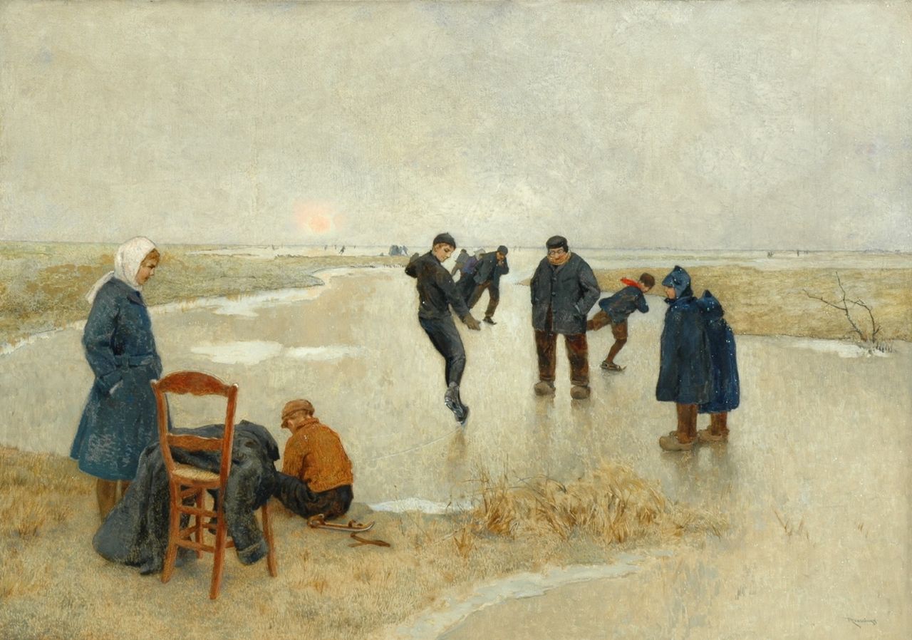Roessingh L.A.  | Louis Albert Roessingh, Skaters on the ice, oil on canvas 59.2 x 84.2 cm, signed l.r.