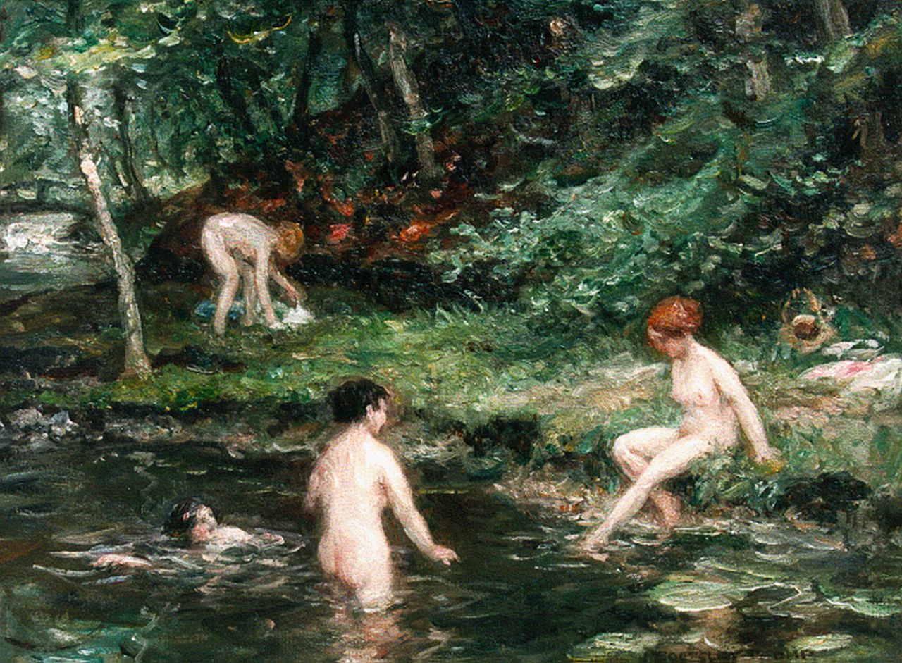 Zoetelief Tromp J.  | Johannes 'Jan' Zoetelief Tromp, Women bathing, oil on canvas 40.9 x 50.2 cm, signed l.r.