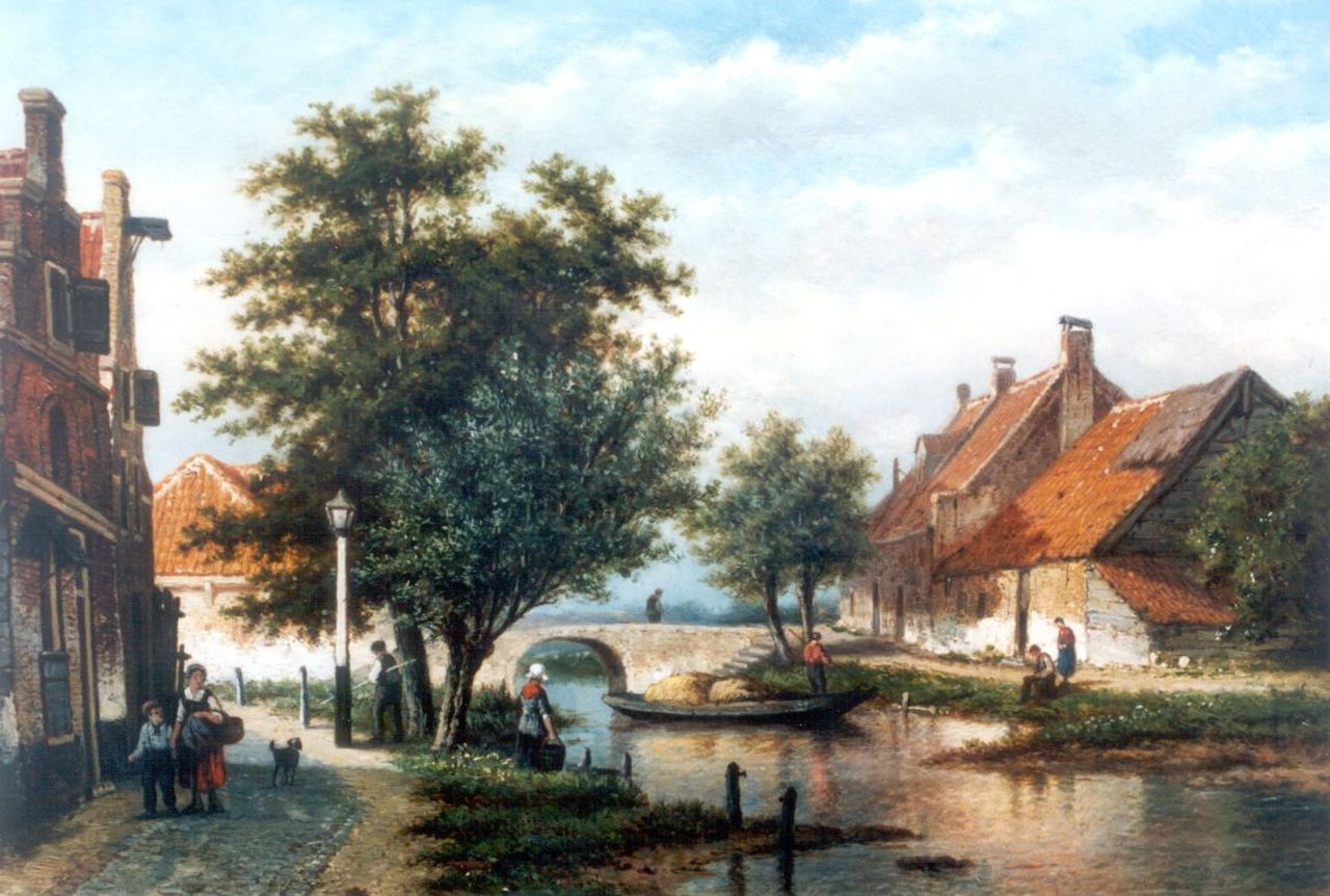 Heerebaart G.  | Georgius Heerebaart, A sunlit Town, oil on panel 26.2 x 36.0 cm, signed l.l.