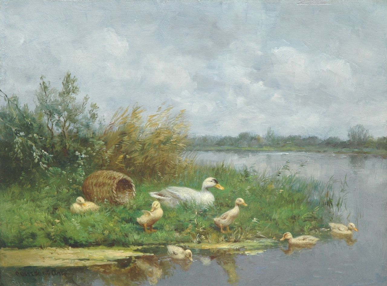 Artz C.D.L.  | 'Constant' David Ludovic Artz, Ducks and ducklings by a pond, oil on panel 30.1 x 40.1 cm, signed l.l.