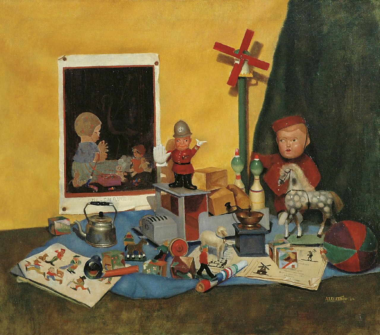 Cloetingh A.J.  | A.J. Cloetingh, Children's toys, oil on canvas 70.3 x 80.3 cm, signed l.r. and dated '30