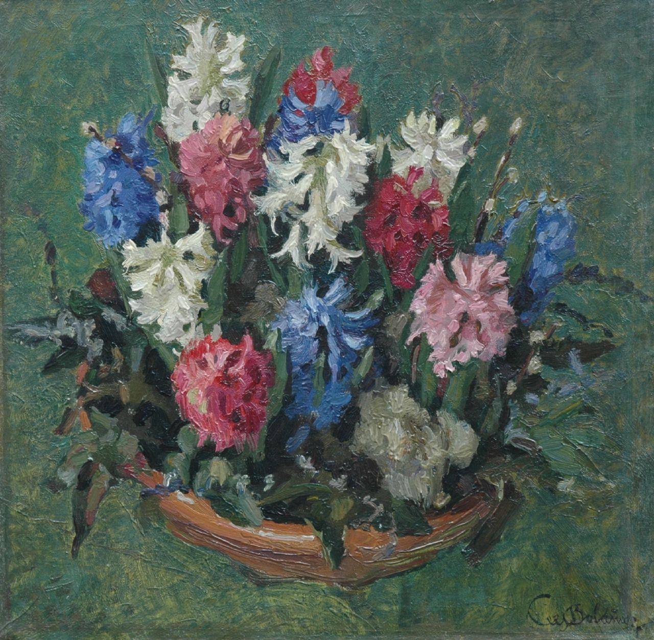 Bolding C.  | Cornelis 'Cees' Bolding, Hyacinths, oil on canvas 57.0 x 57.5 cm, signed l.r.