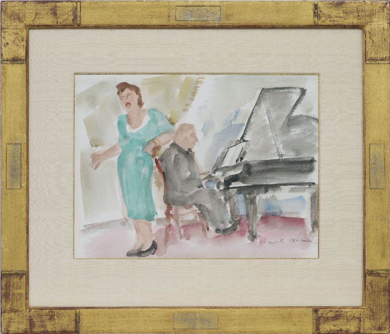 Albert E.  | Ernest Albert | Watercolours and drawings offered for sale | The recital, watercolour on paper 26.0 x 34.5 cm, signed l.r.