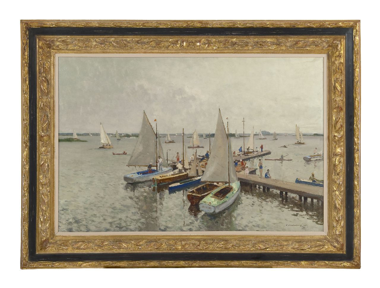 Vreedenburgh C.  | Cornelis Vreedenburgh, Sailing club on the Loosdrechtse Plassen, oil on canvas 59.8 x 89.9 cm, signed l.r. and painted 1937