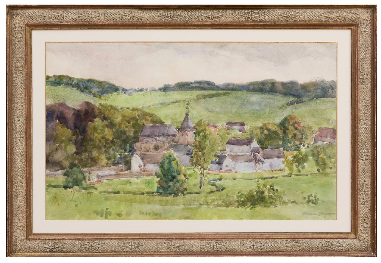 Bogman jr. H.A.C.  | Hermanus Adrianus Charles 'Herman' Bogman jr., A view of the castle Genhoes near Oud-Valkenburg, watercolour on paper 36.0 x 58.5 cm, signed l.r.