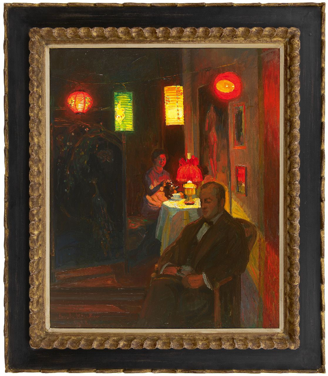 Kleiber E.  | Erich Kleiber | Paintings offered for sale | Evening tea time with Chinese lanterns, oil on canvas 68.0 x 55.0 cm, signed l.l. and dated 1912