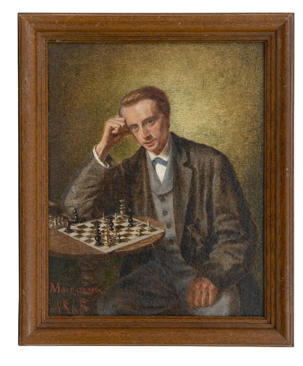 Maignien   | Maignien | Paintings offered for sale | The chess player, oil on canvas laid down on panel 30.5 x 24.2 cm, signed l.l. and dated 1865